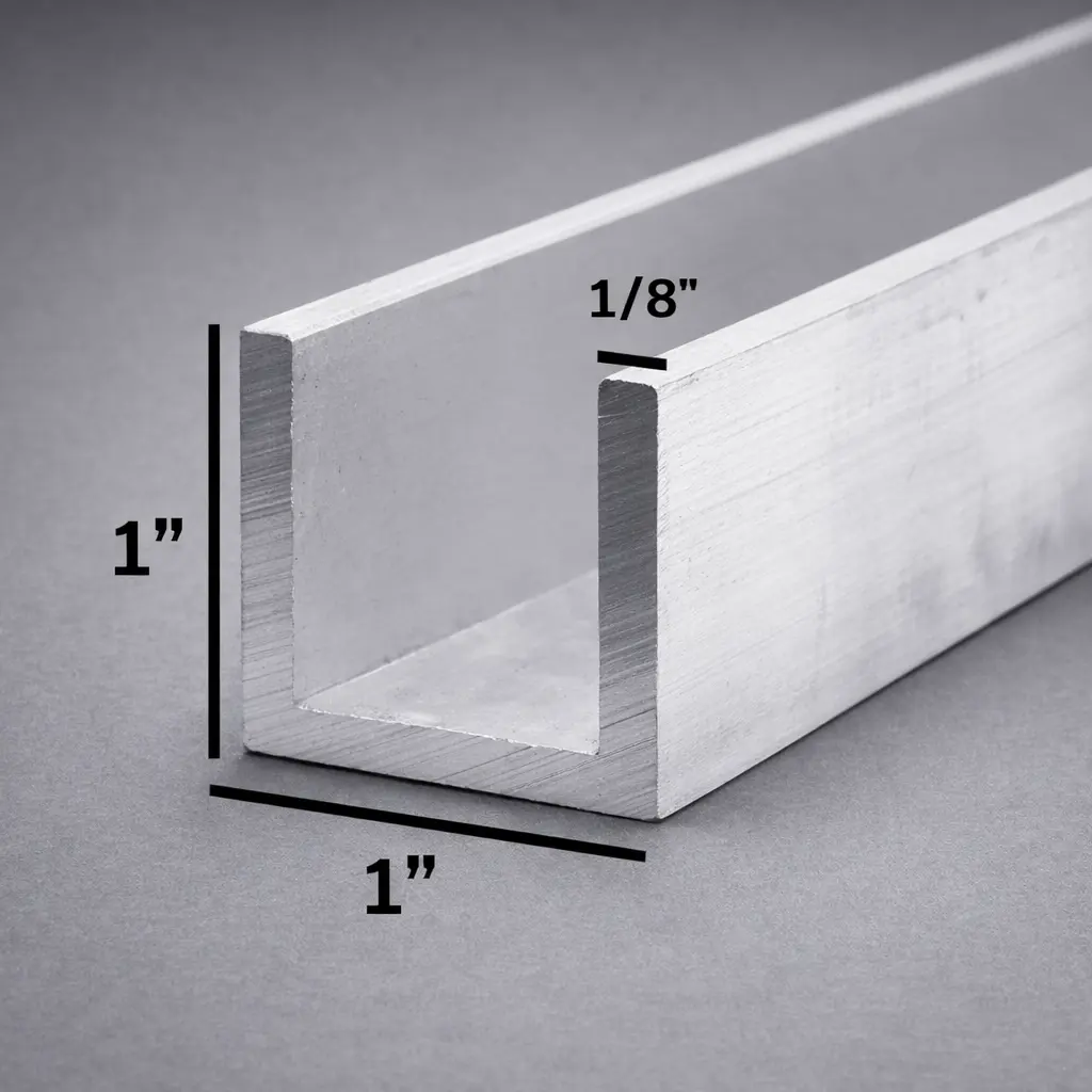 U CHANNEL 1/8" x 1" x 1" x 20' ALUMINUM