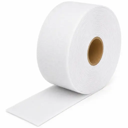 [201WT025HR25] 1in White Velcro Loop 25yd with Adhesive Tape