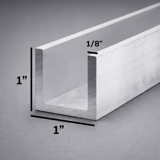 [2U12510010020] U CHANNEL 1/8" x 1" x 1" x 20' ALUMINUM